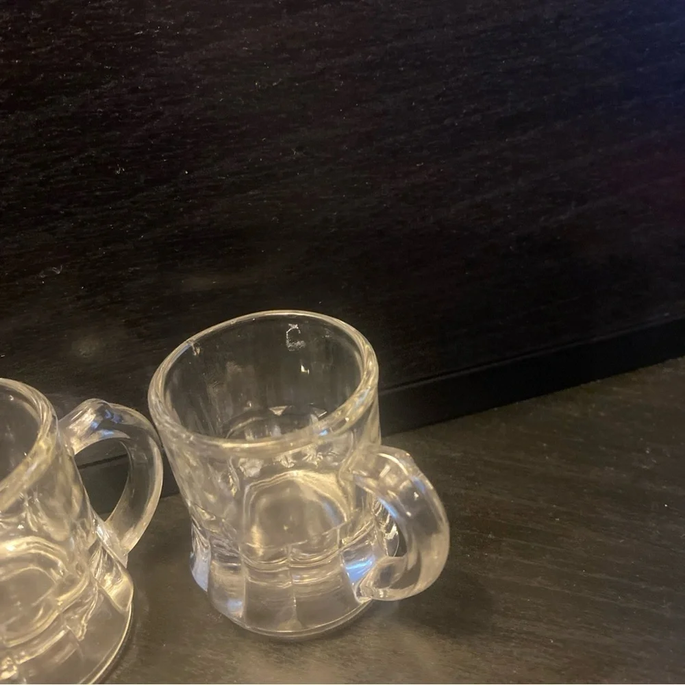 4 Vintage Federal Glass Miniature‎ Mug Shot Glass